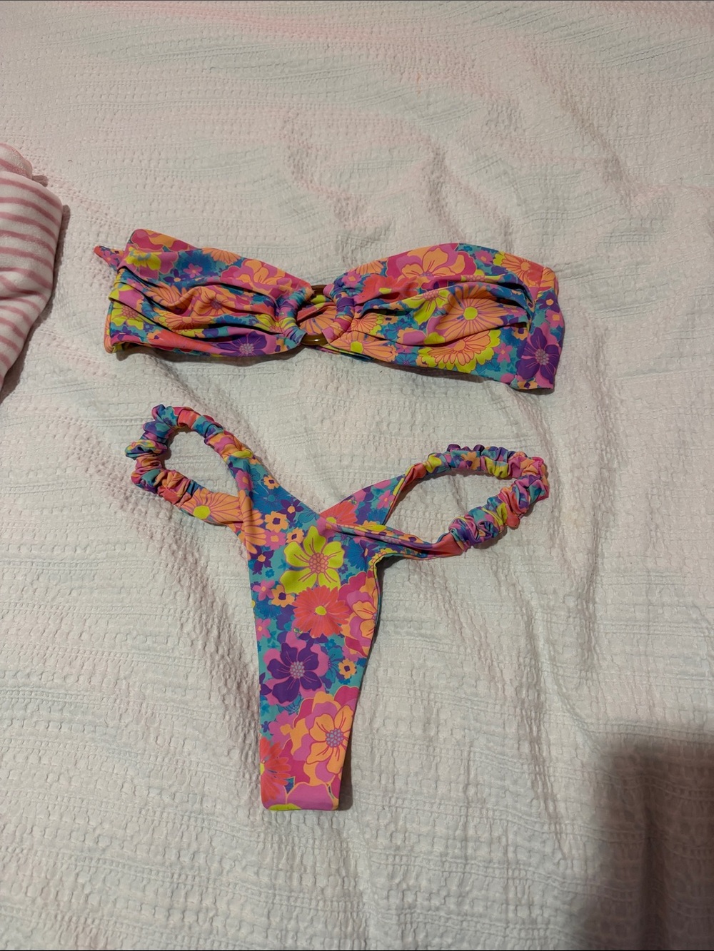 Kulani Kinis Girls Floral Bikini — Pink, Blue & Yellow